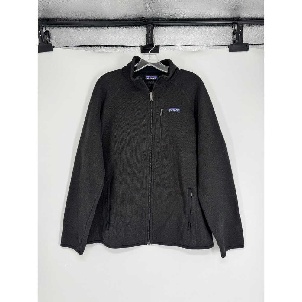 Patagonia Better Sweater Fleece Jacket Mens Large Black Knit Logo Full Zip Up